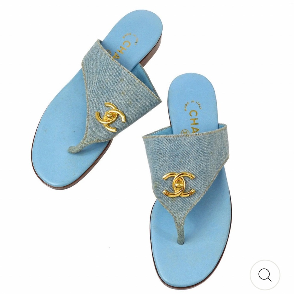 Chanel vintage denim sandals, absolutely beautiful, 100% authentic size 36 1/2